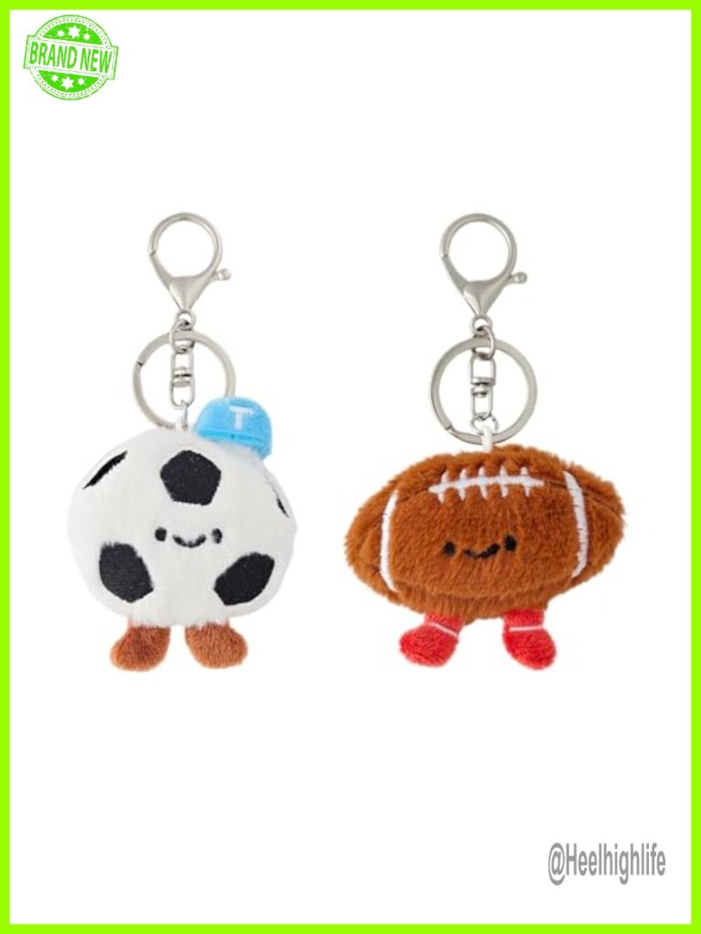 Plush Sports Keychain Bag Charm Set 2pc Backpack Accessories Gift